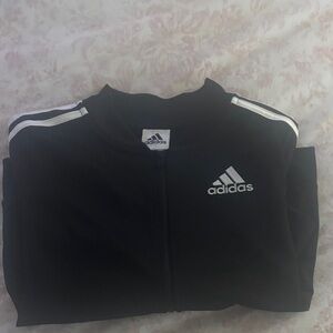 Adidas Black Jacket with White Stripes in great condition